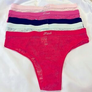 Victoria’s Secret Pink Lace Brazilian Logo Panties      New With Tags